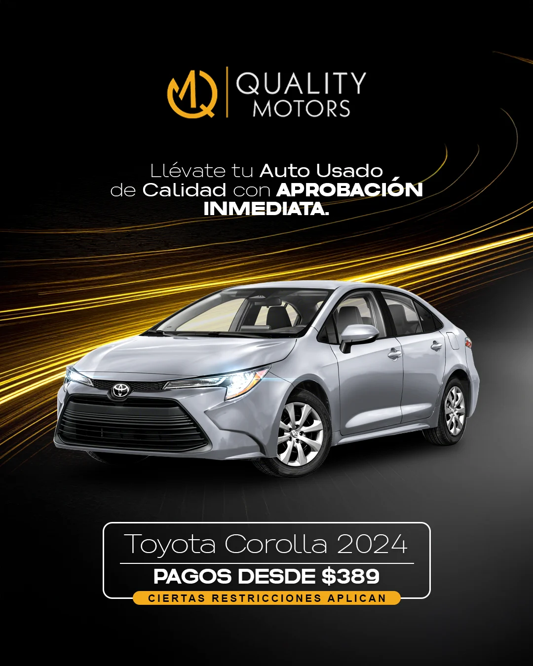 Arte gráfico de campaña de inventario de Quality Motors